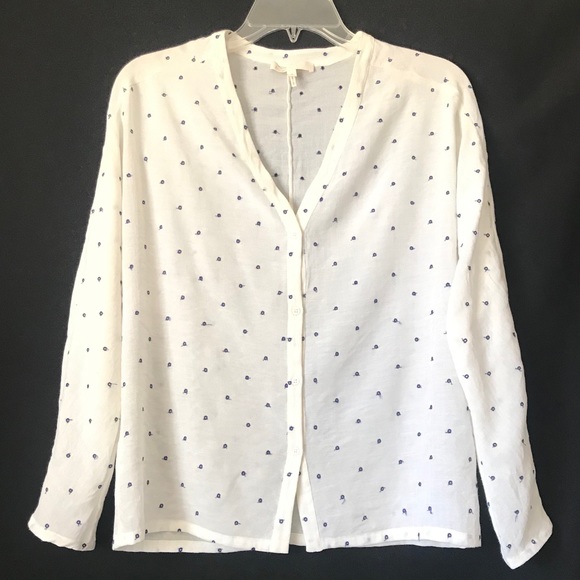MAJE Embroidered dot pattern button down blouse - Picture 2 of 6